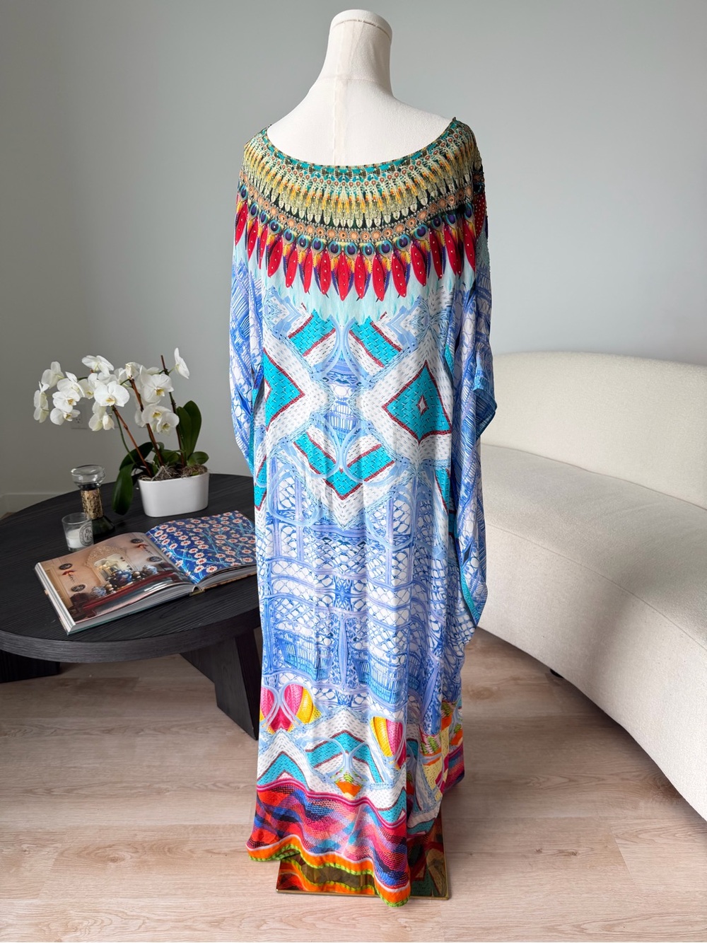 Camilla Silk Crystal Embellished Caftan Kaftan One Size NWT $600 Resort Cover Up - Picture 17 of 17